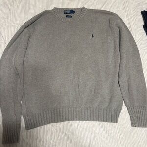 Polo by Ralph Lauren Gray Crewneck Sweater with Ribbed Details